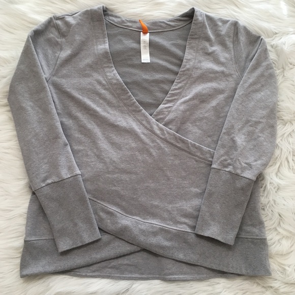 Lucy Tops - Lucy Gray Faux Wrap Sweatshirt